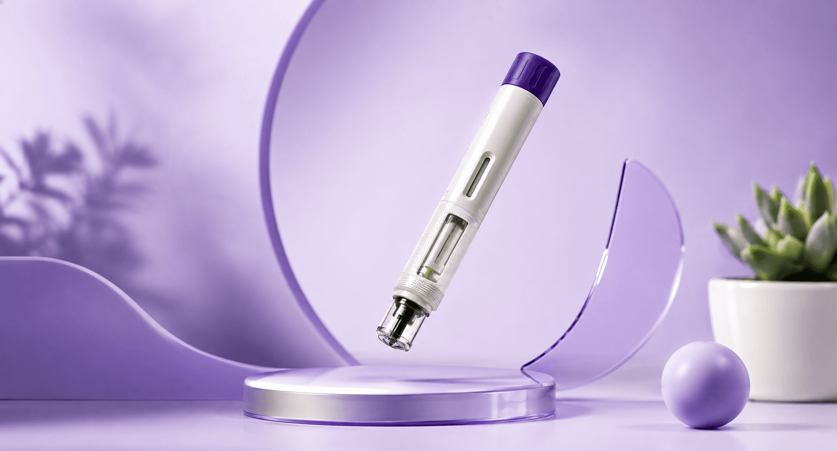 GLP-1 injection pen, clinical product photography